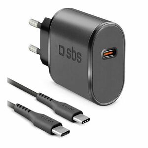 SBS Cestovná nabíjacia sada USB-C 15 W, kábel USB-C/USB-C, 1 m, čierna obraz