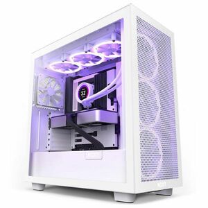 NZXT H7 Flow edition PC skrinka, ATX, 2x 120 mm ventilátory, USB-C, 2x USB, tvrdené sklo, pletivový panel, biela obraz