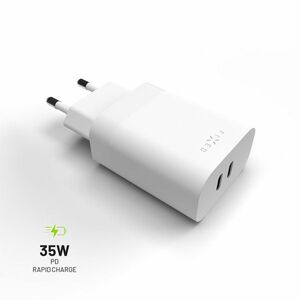 FIXED Sieťová nabíjačka s 2 x USB-C, PD, 35 W, biela obraz