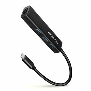 AXAGON HMC-GL3A 3x USB-A + GLAN, USB 3.2 Gen 1 hub, kovový, 20cm USB-C kábel obraz