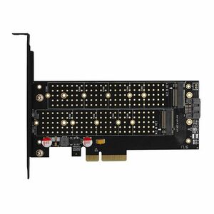 AXAGON PCEM2-D PCI-E 3.0 4x - DUAL M.2 SSD (NVMe + SATA), duálne napätie, až na 110 mm SSD obraz