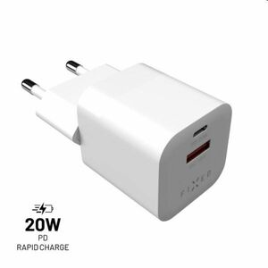 FIXED Sieťová mini nabíjačka USB-C/USB, PD, QC 3.0, 20 W, biela obraz