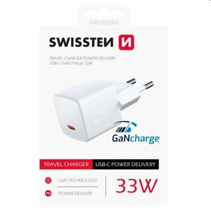 Mini Adaptér Swissten GaN USB-C 33 W POWER DELIVERY, biela obraz