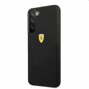 Zadný kryt Ferrari Liquid Silicone Metal Logo pre Samsung Galaxy S22 Plus, čierna obraz