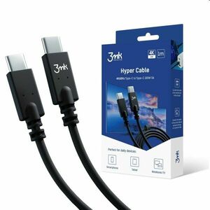 3mk Hyper Cable USB-C/USB-C 1m, 100 W, čierny obraz