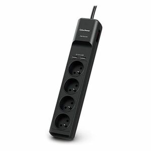 CyberPower P0420SUD0-FR, prepäťová ochrana, 4x FR zásuvka, 2x USB, čierna obraz