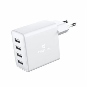 Adaptér Swissten 4 x USB 4 a 20 W, biela obraz