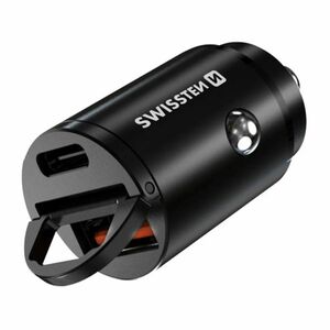 CL adaptér Swissten Power Delivery USB-C a Super charge 3.0, 30 W, čierna obraz