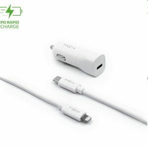 FIXED Autonabíjačka USB-C s káblom USB-C/Lightning MFI, PD, 1 m, 18 W, biela obraz