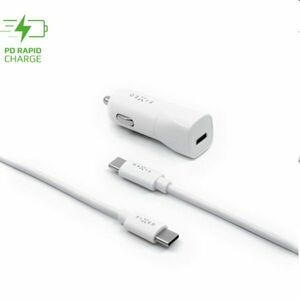 FIXED Autonabíjačka USB-C s káblom USB/USB-C, PD, 1 m, 18 W, biela obraz