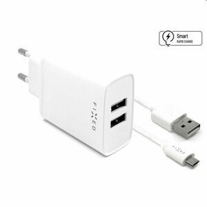 FIXED Sieťová nabíjačka Smart Rapid Charge s 2 x USB 15 W a kábel USB/micro USB 1 m, biela obraz