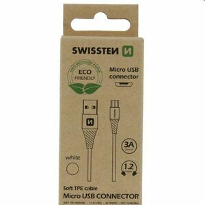 Swissten Data Cable Textile USB / Micro USB 1, 2 m, biely, eco balenie obraz