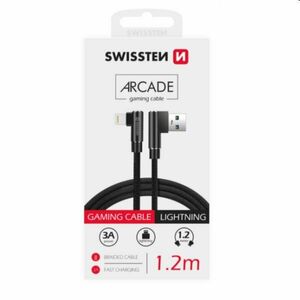 Dátový kábel Swissten USB/LIGHTNING textilný s podporou rýchlonabíjania, čierny obraz