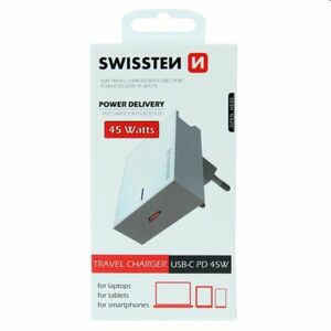 Rýchlonabíjačka Swissten Power Delivery 3.0 pre Apple s USB-C, 45 W, biela obraz