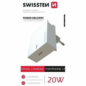 Rýchlonabíjačka Swissten Power Delivery 20 W s 1x USB-C pre iPhone 12, biela obraz