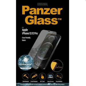 Ochranné temperované sklo PanzerGlass Case Friendly pre Apple iPhone 12, 12 Pro, čierna obraz