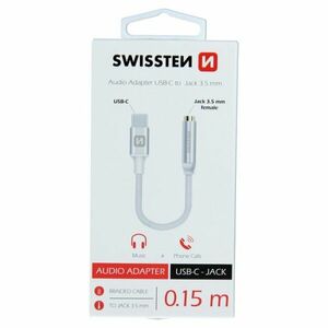 Audio adaptér Swissten USB-C/Jack (samica) 0, 15 m, strieborný obraz