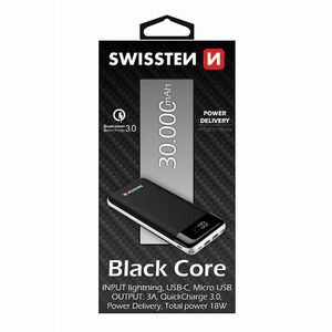 Swissten čierna Core Slim powerbanka 30000 mAh obraz