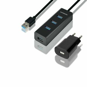 AXAGON HUE-S2BL 4x USB 3.0 hub s podporou rýchlonabíjania + sieťový adaptér obraz