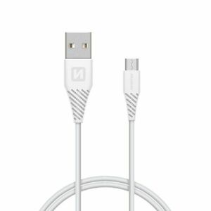 Dátový kábel Swissten s pčervenýĺženým Micro-USB konektorom pre odolné telefóny, biely obraz