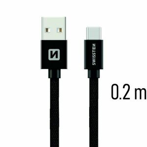 Dátový kábel Swissten textilný s USB-C konektorom a podporou rýchlonabíjania, čierny obraz