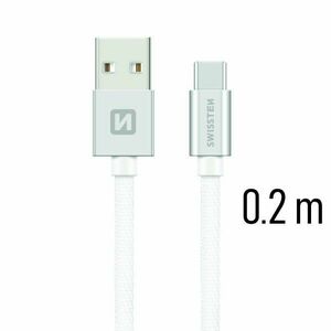 Dátový kábel Swissten textilný s USB-C konektorom a podporou rýchlonabíjania, strieborný obraz