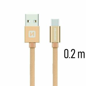 Dátový kábel Swissten textilný s USB-C konektorom a podporou rýchlonabíjania, zlatý obraz