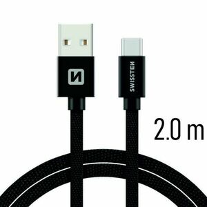 Dátový kábel Swissten textilný s USB-C konektorom a podporou rýchlonabíjania, čierny obraz