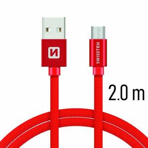 Dátový kábel Swissten textilný s Micro-USB konektorom a podporou rýchlonabíjania, červený obraz