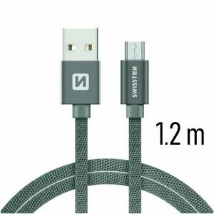 Dátový kábel Swissten textilný s Micro-USB konektorom a podporou rýchlonabíjania, sivý obraz