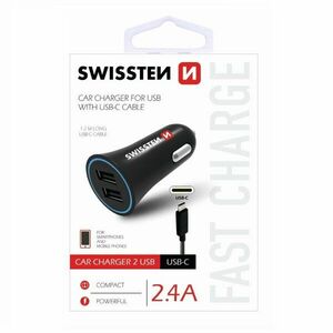 Autonabíjačka Swissten 2.4A s 2 x USB a kábel USB-C obraz