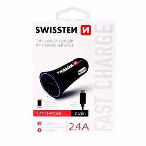 Autonabíjačka Swissten 2.4A s 2 x USBakábel Micro USB obraz