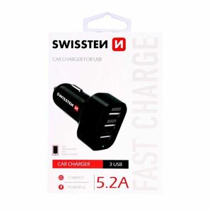 Autonabíjačka Swissten 5.2A s 3 USB vstupmi obraz