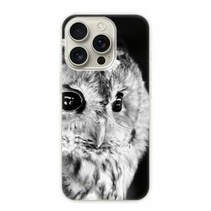 Odolné silikonové pouzdro iSaprio - BW Owl - iPhone 16 Pro obraz