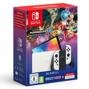 Nintendo Switch (OLED Model), white + Mario Kart 8 Deluxe + 12 month subscription for NSO obraz