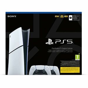 PlayStation 5 Digital (Model Slim) + PlayStation 5 DualSense Wireless Controllers, black & white obraz