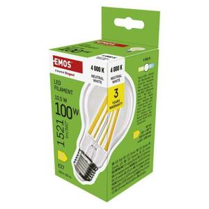 EMOS LED žárovka Filament A60 / E27 / 10, 5 W (100 W) / 1521 lm / neutrální bílá ZF5D63 obraz