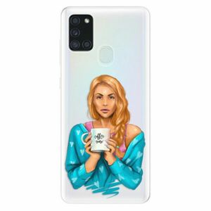 Odolné silikonové pouzdro iSaprio - Coffe Now - Redhead - Samsung Galaxy A21s obraz