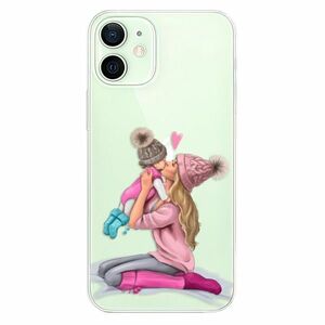Odolné silikonové pouzdro iSaprio - Kissing Mom - Blond and Girl - iPhone 12 obraz