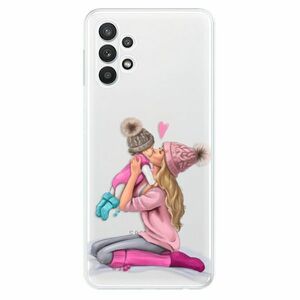 Odolné silikonové pouzdro iSaprio - Kissing Mom - Blond and Girl - Samsung Galaxy A32 5G obraz