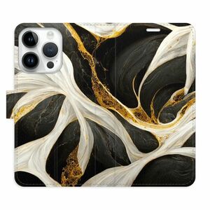 Flipové pouzdro iSaprio - BlackGold Marble - iPhone 15 Pro obraz