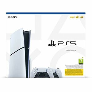 PlayStation 5 (Model Slim) + Bezdrátový ovladač PlayStation 5 DualSense, bílý obraz