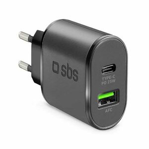 SBS Cestovní adaptér USB AFC/USB-C, PD 25W, černá obraz