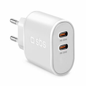 SBS Cestovní adaptér 2x USB-C, PD, 35 W, bílá obraz