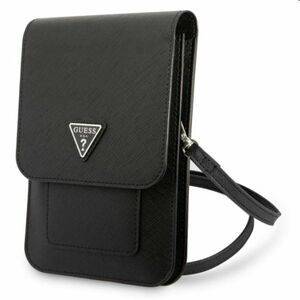 Guess PU Saffiano Triangle Logo Phone Bag, black obraz