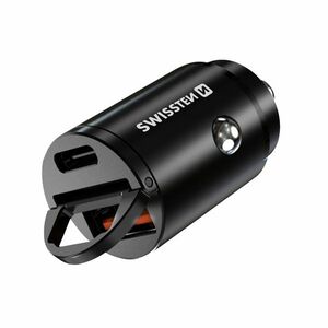 CL Adapter Swissten Power Delivery USB-C + Super Charge 3.0 30 W, černý obraz