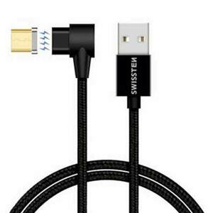 Magnetický datový kabel Swissten Arcade textilní s Micro USB konektorem a podporou rychlonabíjení, Black obraz