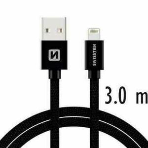 Datový kabel Swissten textilní s Lightning konektorem a podporou rychlonabíjení, Black obraz