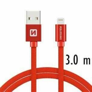 Datový kabel Swissten textilní s Lightning konektorom a podporou rychlonabíjení, Red obraz