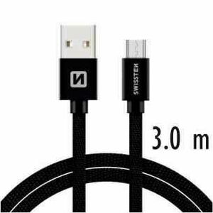 Datový kabel Swissten textilní s Micro-USB konektorem a podporou rychlonabíjení, Black obraz